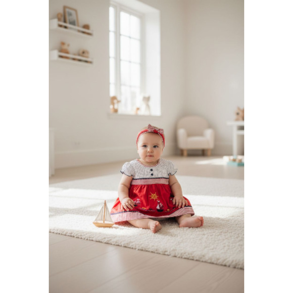 New Baby Girl Dress Set with matching headband underwear size 3 to 6 months - Picture 2 of 3